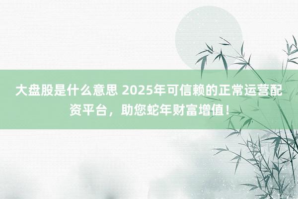 大盘股是什么意思 2025年可信赖的正常运营配资平台，助您蛇年财富增值！