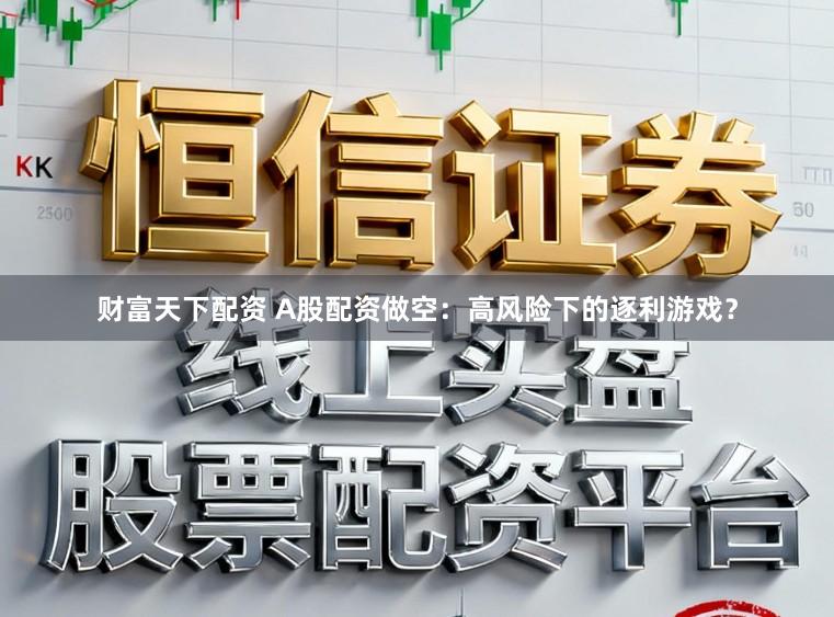 财富天下配资 A股配资做空：高风险下的逐利游戏？